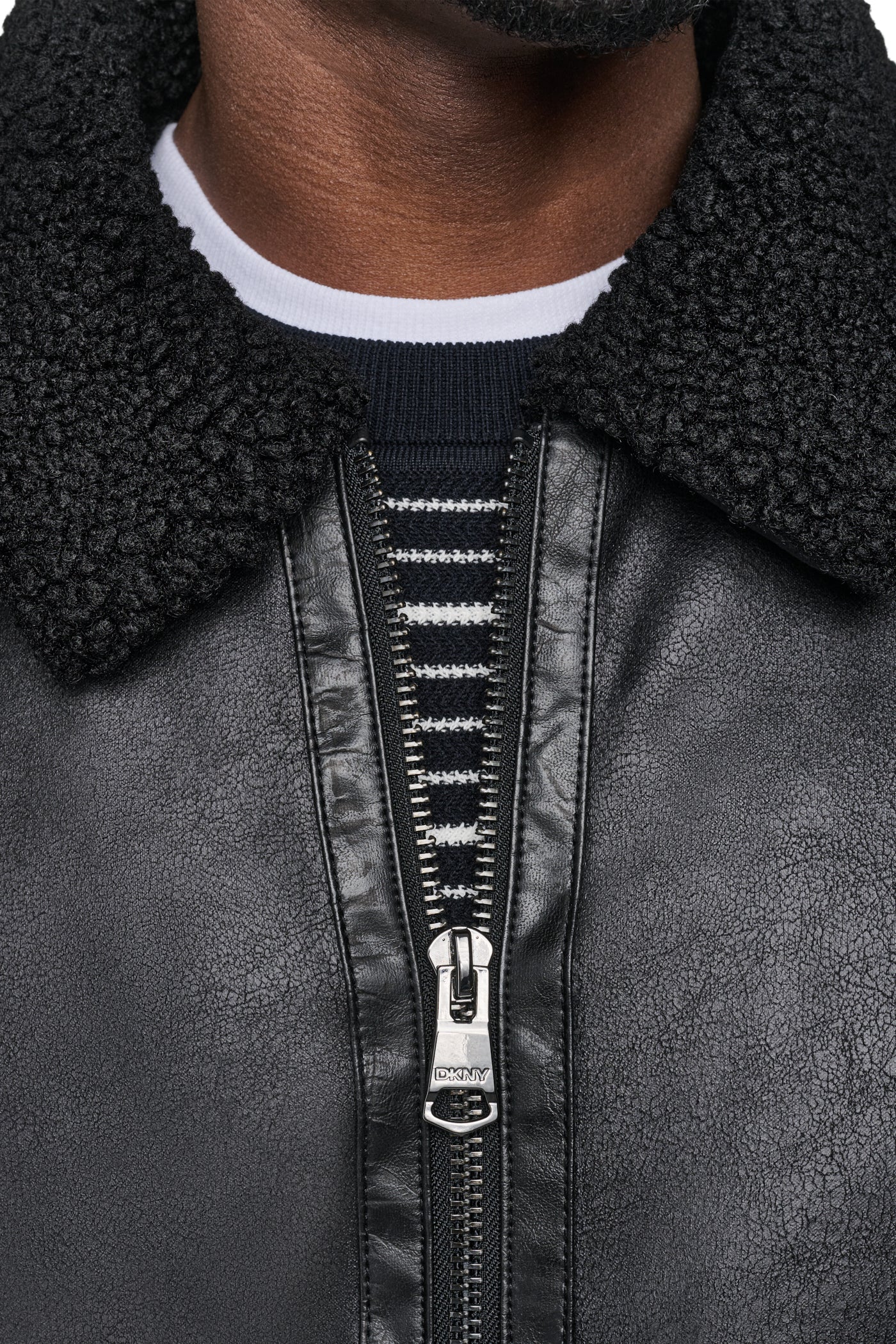 FAUX SHEARLING BOMBER JACKET