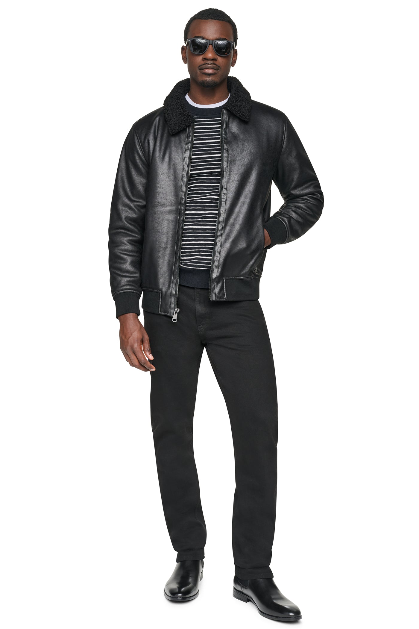 FAUX SHEARLING BOMBER JACKET