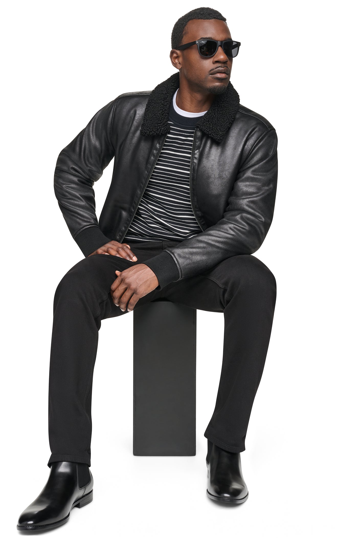 FAUX SHEARLING BOMBER JACKET