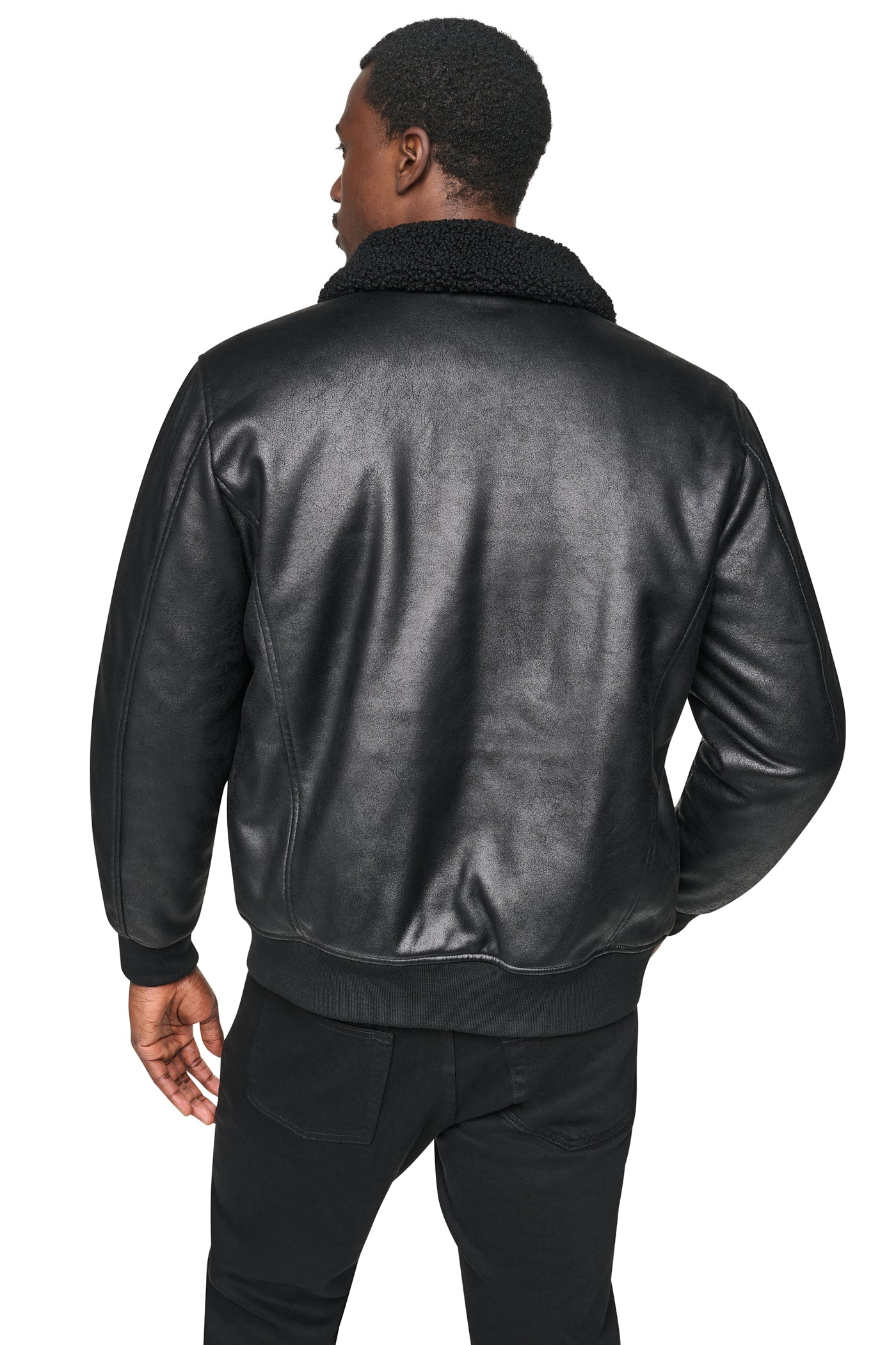 FAUX SHEARLING BOMBER JACKET
