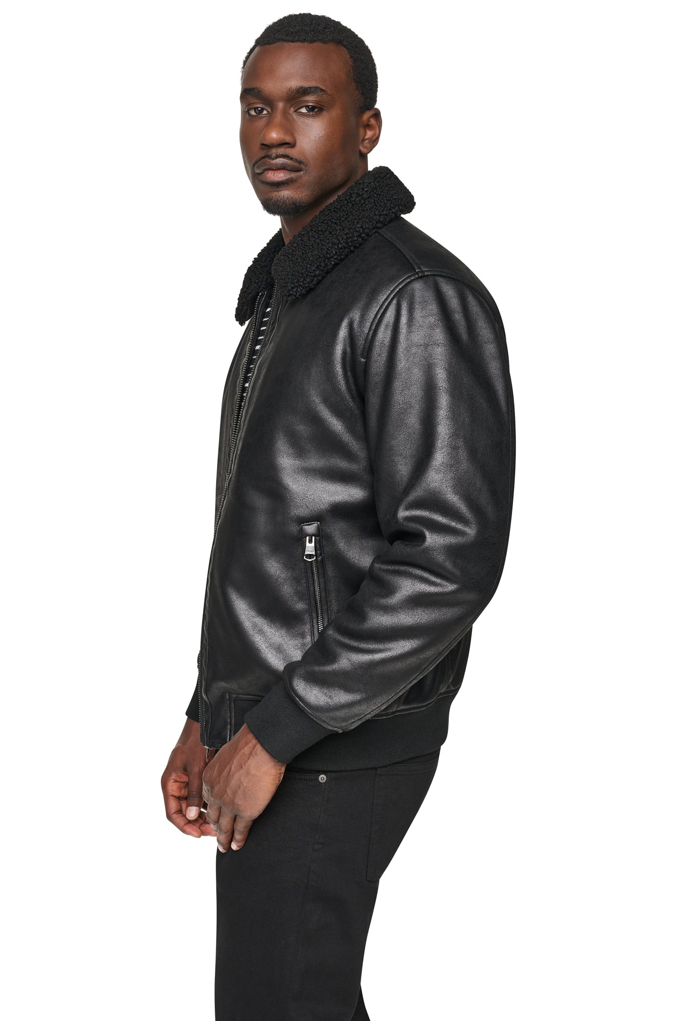 FAUX SHEARLING BOMBER JACKET