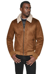 FAUX SHEARLING BOMBER JACKET