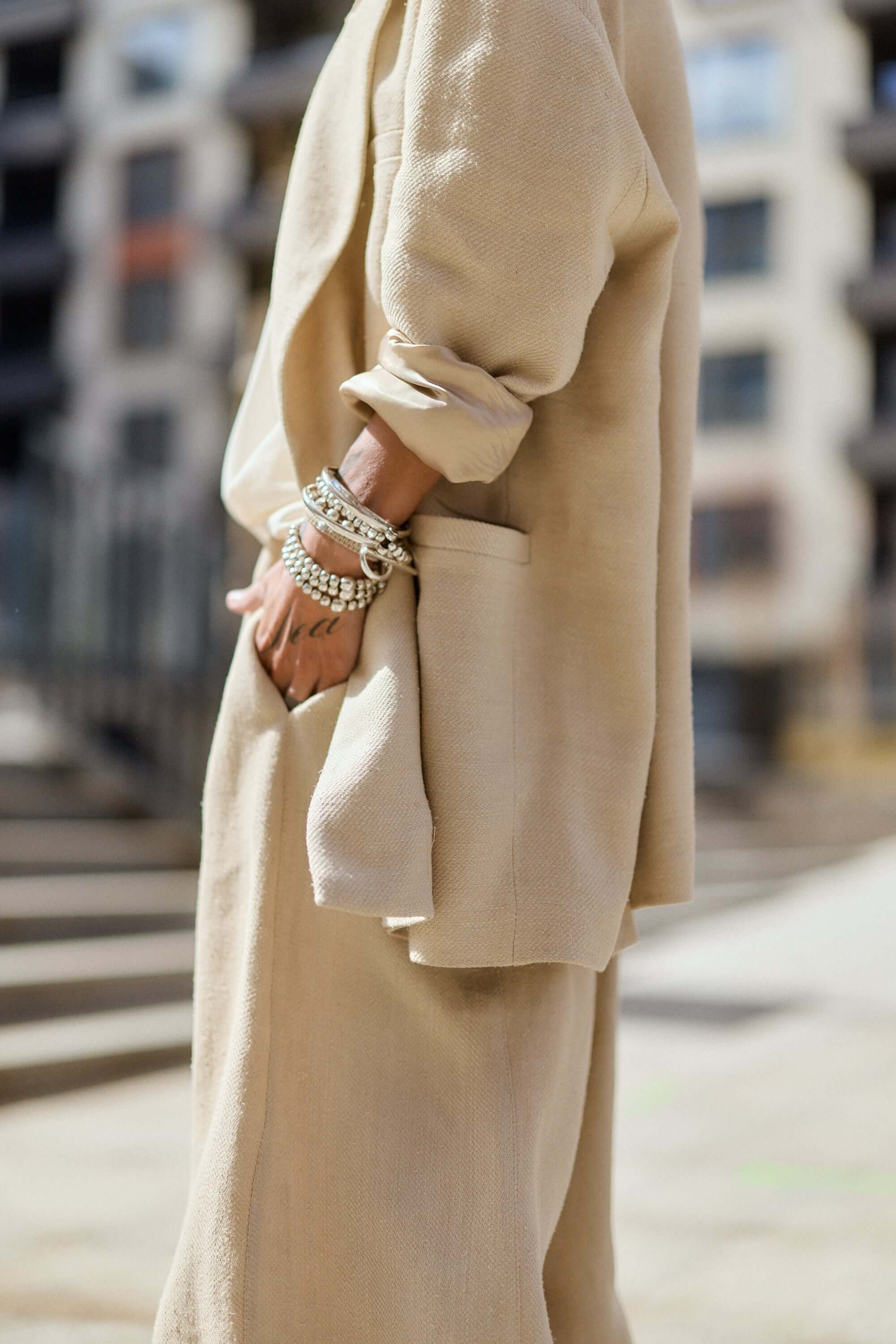 Relaxed Beige Wide-Leg Pants