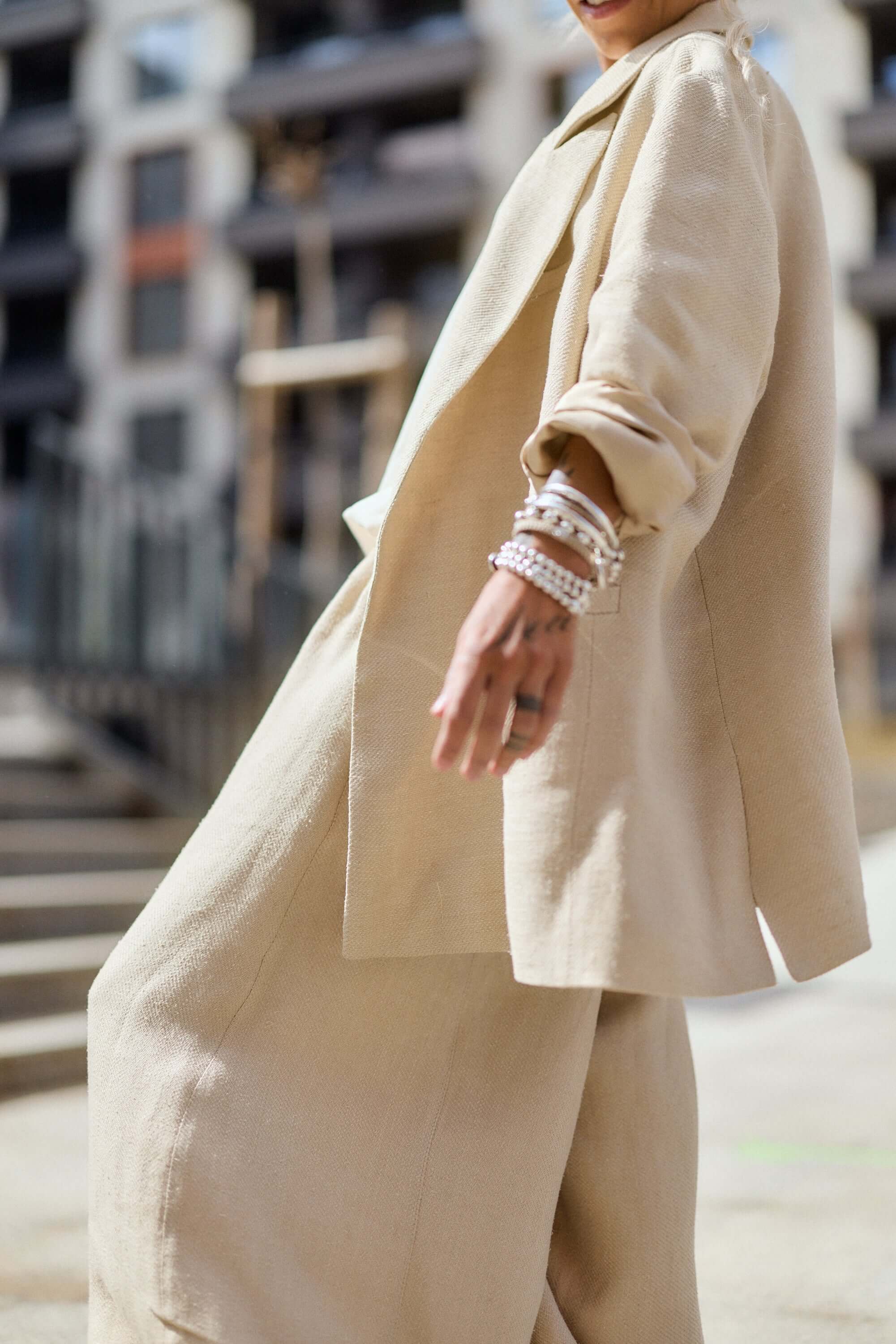 Relaxed Beige Wide-Leg Pants