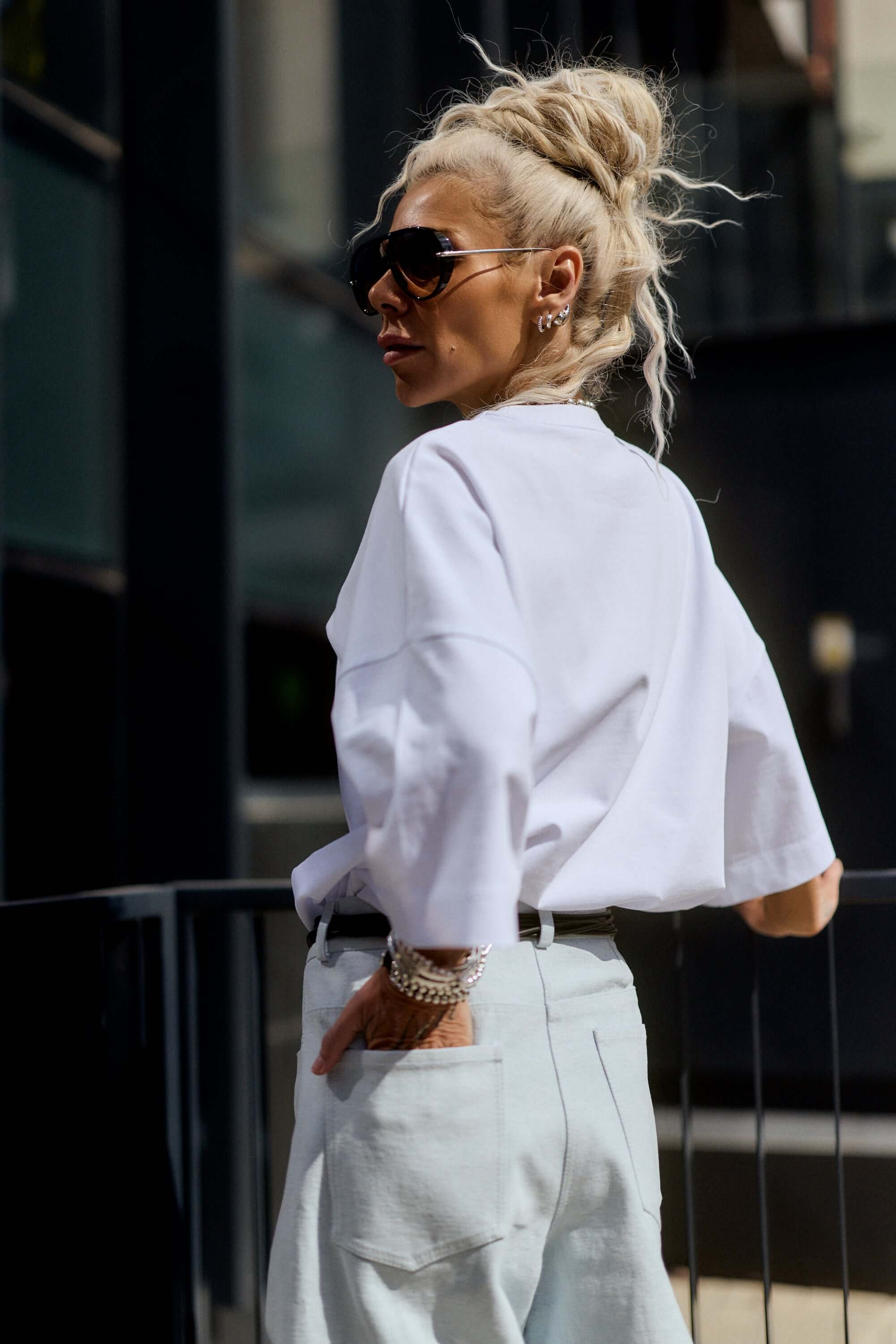 Wide-Leg Denim Pants