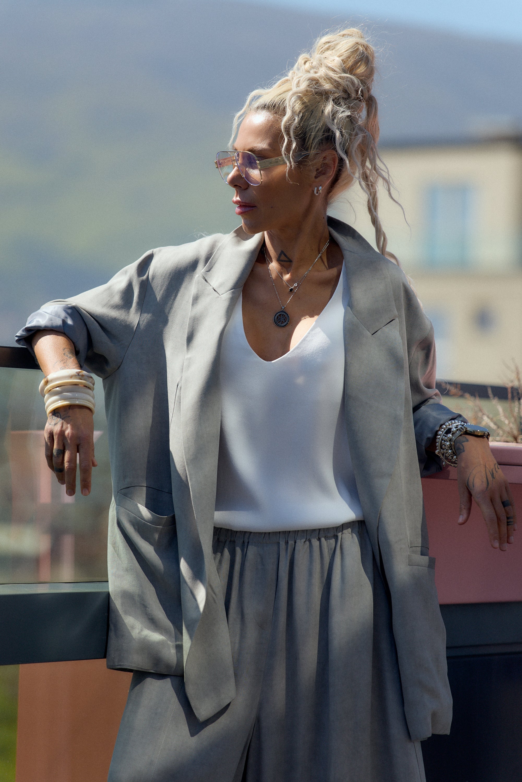 Grey Oversized Flow Blazer
