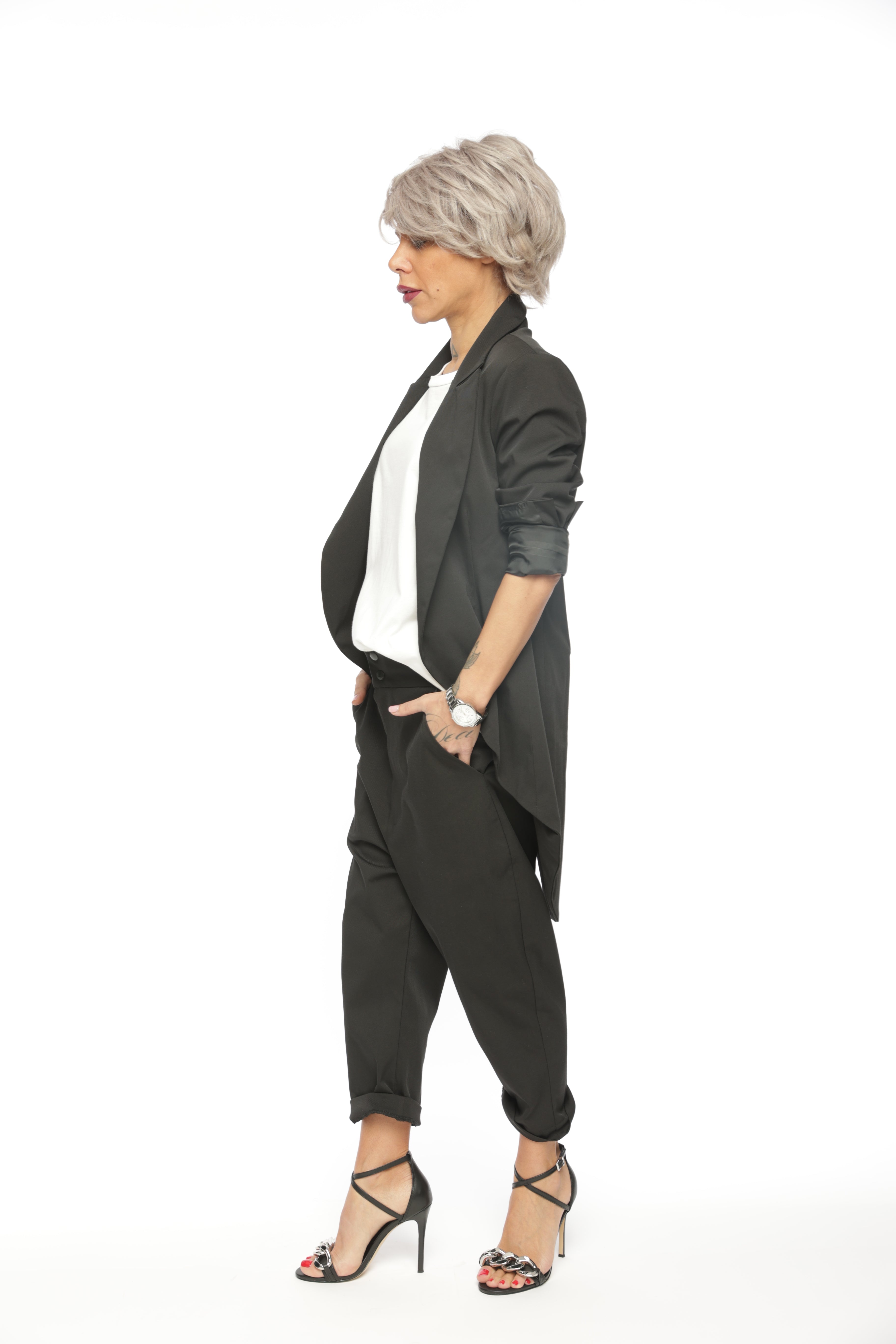 Slim-Fit Blazer Jacket with Long Back